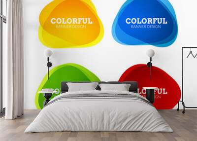 Set of colorful round abstract banners shape. Graphic overlay banners design. Fun label or tag design Wall mural