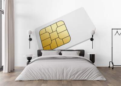 Sim card vector mobile phone icon chip. Simcard isolated 3d design gsm Wall mural