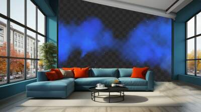 Smoke blue fog background effect. Vector blue steam cloud mist smoke Wall mural