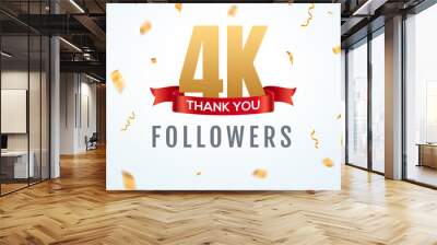 Thank you 4000 followers design template social network number anniversary. Social 4k users golden number friends thousand celebration Wall mural