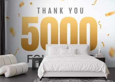 Thank you 5000 followers design template social network number anniversary. Social users golden number friends thousand celebration Wall mural