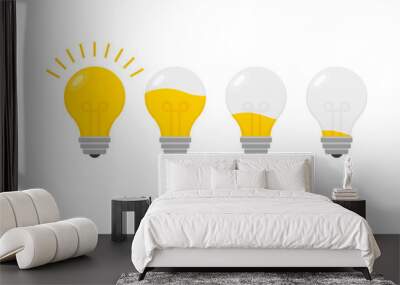 Vector light bulb power level icon isolated. Light lamp symbol electric concept Wall mural