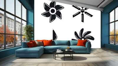 Vector screw fan prop turbine blade motor. Rotor shape boat air propeller symbol industry cooler airflow. Wall mural