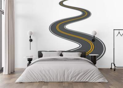 Winding road vector highway path long street asphalt isolated perspective road way journey illustration Wall mural