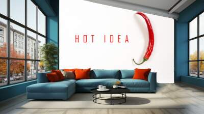 red hot chili pepper on white wooden table Wall mural