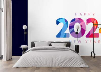 2024 colorful facet New Year numbers logo design concept. Art design template 2024. Christmas creative symbols Happy New Year greetings. Vector illustration for annual report, calendar title, diary Wall mural