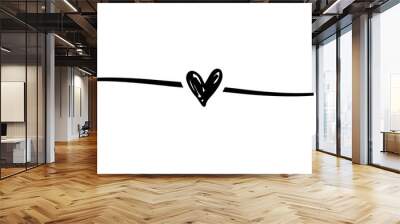 Hand drawn elegant shape heart with cute sketch line, divider shape. Love doodle isolated on white background for wedding, mothers, womans or valentines day. Vector illustration Wall mural