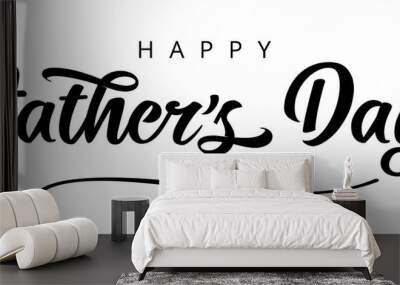 Happy Fathers Day with doodle bow calligraphy banner. Father's day vector greeting illustration with shape hand drawn bow tie and elegant sketch line divider Wall mural