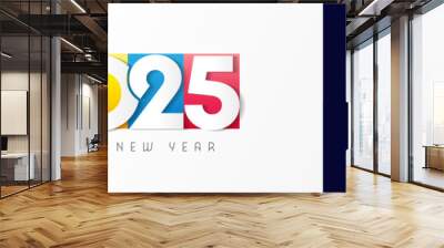 Happy New Year 2025, colorful logo design with truncated numbers. Horizontal and vertical premium vector design 2025 Wall mural