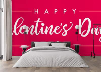 lettering happy valentines day banner pink. valentines day greeting card template with typography te Wall mural