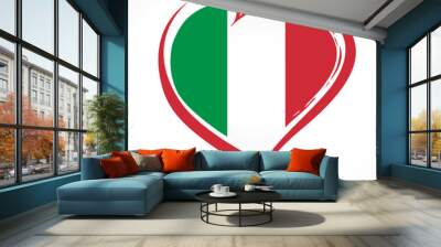 love italy, heart emblem national flag colored. flag of italy with heart shape for italian republic  Wall mural