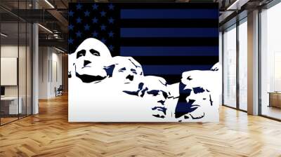 Mount Rushmore background for Happy President's Day. 4 US presidents monument design for banner, poster, greeting card. Vector illustration Wall mural