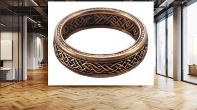 Intricately designed bronze ring featuring elegant knot patterns, isolated on white background, transparent background Wall mural