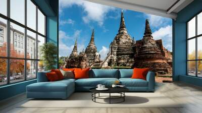 The pagoda in Ayutthaya Historical Park. Wall mural