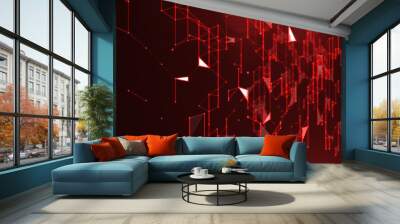 Abstract futuristic geometry and web connection on dark background Wall mural