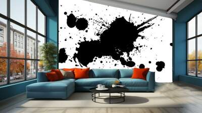 black ink splatter splash grunge graphic style on white background Wall mural