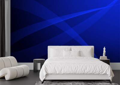 blue smooth lines wave curves with soft gradient abstract background Wall mural