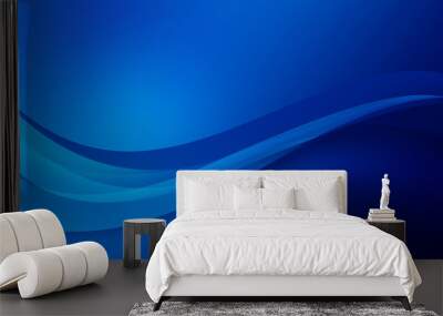 blue wave curve lines with soft gradient abstract background Wall mural