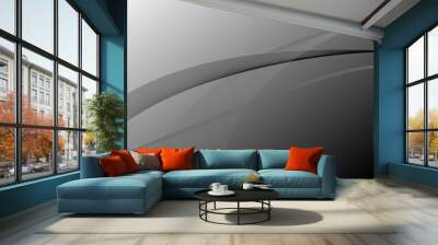 gray smooth lines wave curve on gradient abstract background Wall mural