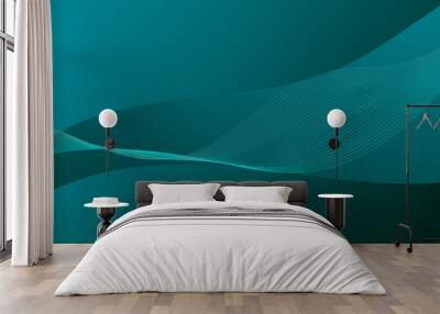 green lines wave curves with gradient abstract background Wall mural