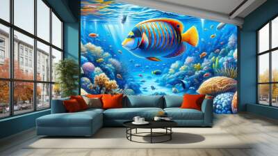 coral reef and fish Wall mural