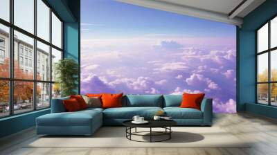 Beautiful blue clouds as seen from airplane Wall mural