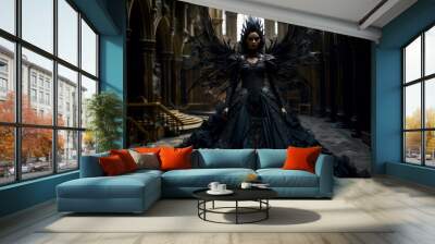 Beautiful dark evil fairy in her castle Wall mural