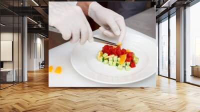 Chef is cooking tuna appetizer Wall mural