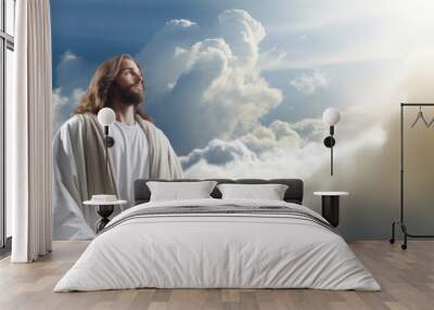 Jesus Christ on cloud in heaven Wall mural