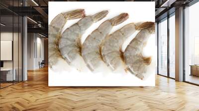 Raw prawns isolated on white Wall mural