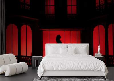 Woman silhouette dancing - red light district concept Wall mural