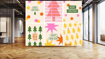 Set of Christmas and New Year cards Wall mural