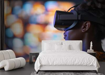 Woman using virtual reality headset Wall mural