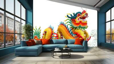 Colorful chinese dragon isolated Wall mural