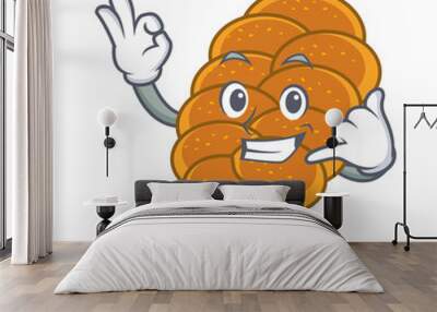 Call me challah mascot cartoon style Wall mural