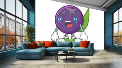 Crying acai berries cartoon character with mascot Wall mural