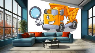 Detective cartoon truck transportation on the road Wall mural