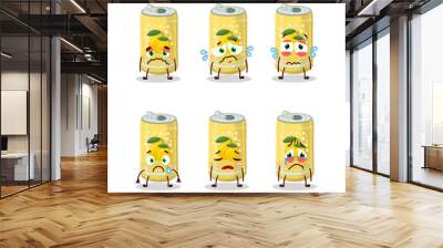 Lemon soda can cartoon character with sad expression Wall mural