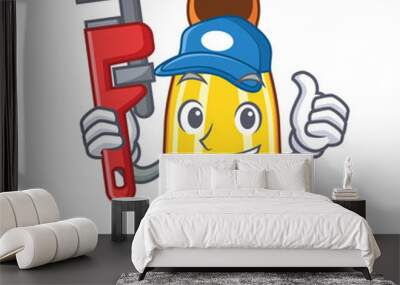 Plumber swim fin mascot cartoon Wall mural