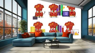 Red clothing of chinese woman character designs as a trader investment mascot Wall mural