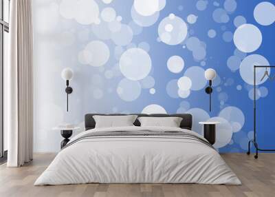 Gradient background, blue, white, with white circle patterns, different sizes and sharpness, spread across the background. Wall mural