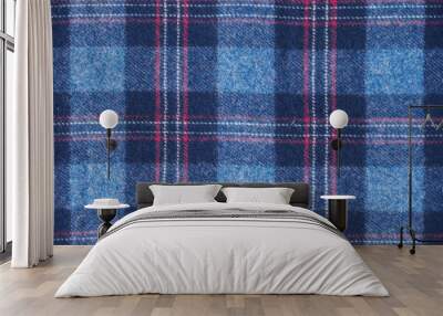 Blue wool Scottish checkered fabric Wall mural