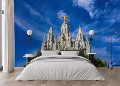 Temple of the Sacred Heart on Mount Tibidabo in Barcelona Wall mural