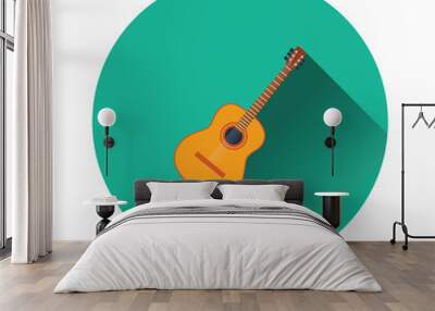 Flat design icon of acoustic guitar Wall mural