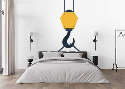 Icon of slab hanged on crane hook by rope slings Wall mural