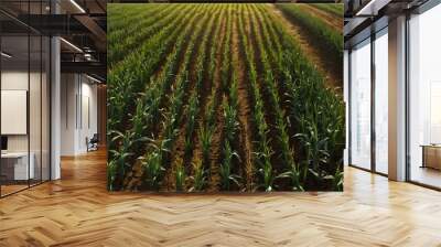 A beautiful cornfield with a early grown corns Wall mural