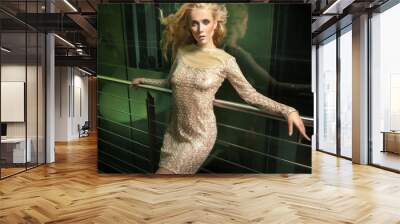 Fashion photo of beautiful blonde lady Wall mural