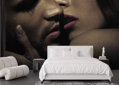 Photo of sensual kissing couple Wall mural