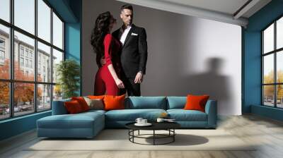 Portrait of an elegant couple - isolated Wall mural