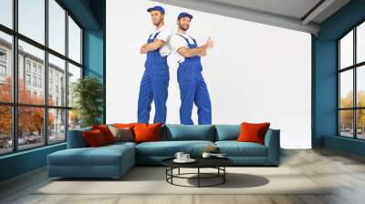 Two handsome builders during the work Wall mural